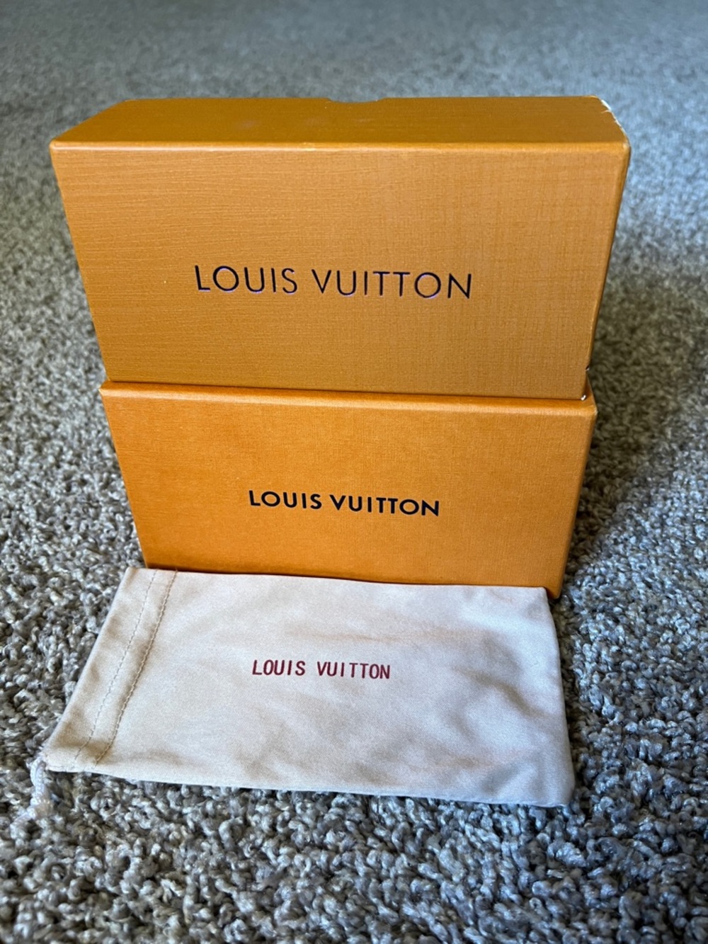Louis Vuitton Orange and Cream Box Set with Dust Bag